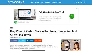 
                            6. Buy Xiaomi Redmi Note 6 Pro Smartphone For Just $179 On Giztop ...