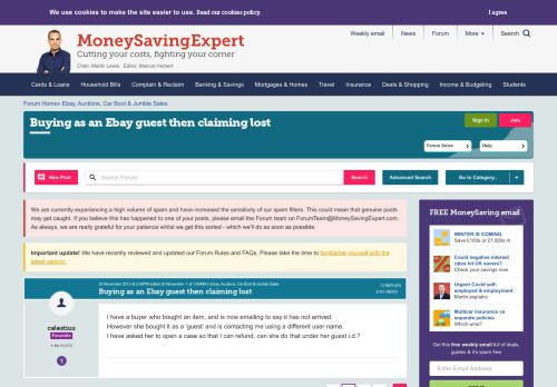 
                            10. Buying as an Ebay guest then claiming lost - MoneySavingExpert.com ...