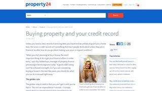 
                            10. Buying property and your credit record - Finance, Advice - Property24