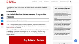 
                            8. Buysellads review : direct advertisement ad network for bloggers