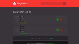 
                            4. buzurl.com logins - BugMeNot