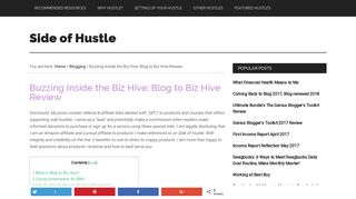 
                            6. Buzzing Inside the Biz Hive: Blog to Biz Hive Review - Side of Hustle