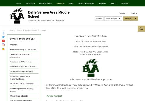 
                            13. BVAMS Boys Soccer / Welcome - Belle Vernon Area School District