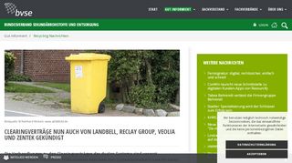 
                            13. bvse - Clearingverträge nun auch von Landbell, Reclay Group, Veolia ...