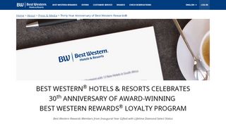 
                            13. BW Celebrates 30th Anniversary of Best Western Rewards®