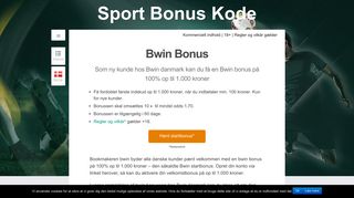 
                            8. Bwin Bonus 2019 - 100% i startbonus op til 1.000 kroner til nye spillere