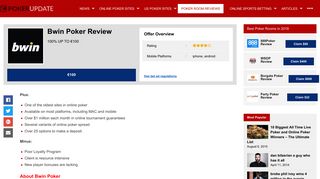 
                            4. Bwin Poker Review - pokerupdate.com
