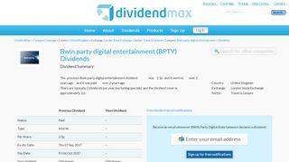 
                            9. Bwin.party digital entertainment (BPTY) - DividendMax