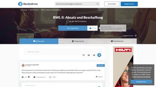 
                            8. BWL II: Absatz und Beschaffung - Studydrive