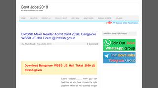 
                            9. BWSSB Admit Card 2018 | www.bwssb.gov.in Meter Reader JE Hall ...