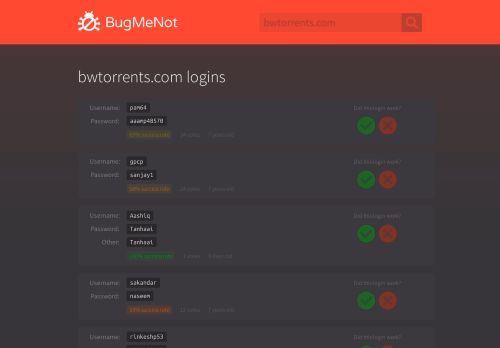 
                            2. bwtorrents.com logins - BugMeNot