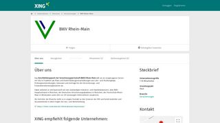 
                            8. BWV Rhein-Main als Arbeitgeber | XING Unternehmen