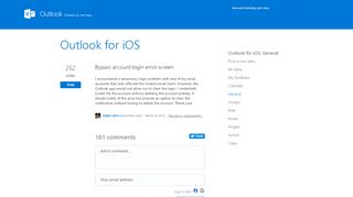 
                            4. Bypass account login error screen – Got an idea? - Outlook UserVoice