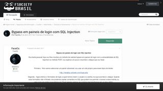 
                            6. Bypass em paineis de login com SQL Injection - Tutoriais e ...