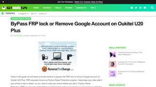 
                            10. ByPass FRP lock or Remove Google Account on Oukitel U20 Plus