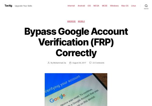 
                            5. Bypass Google Account Verification (FRP) Easily - Tactig