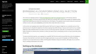 
                            10. Bypassing a Login Form using SQL Injection | Gigi Labs