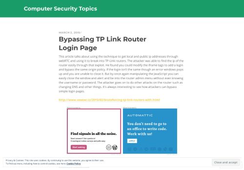 
                            8. Bypassing TP Link Router Login Page – Computer Security ...