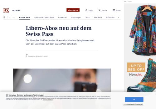 
                            13. BZ Berner Zeitung - Libero-Abos neu auf dem Swiss Pass