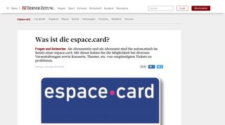 
                            2. BZ Berner Zeitung - Was ist die espace.card?