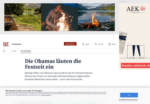 
                            13. BZ Langenthaler Tagblatt - Die Obamas läuten die Festzeit ein