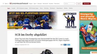 
                            13. BZ Langenthaler Tagblatt - SCB im Derby abgeklärt