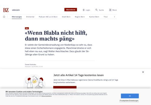 
                            12. BZ Langenthaler Tagblatt - «Wenn Blabla nicht hilft, dann machts päng»