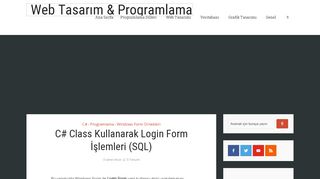 
                            13. C# Class Kullanarak Login Form İşlemleri (SQL) – Web Tasarım ...