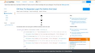 
                            12. C# How To Separate Login For Admin And User - Stack Overflow