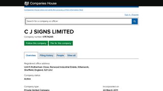 
                            11. C J SIGNS LIMITED - Overview (free company information from ...