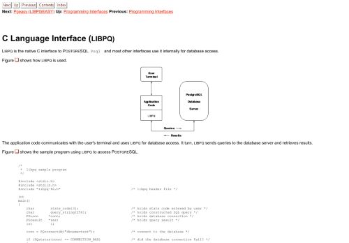 
                            4. C Language Interface (LIBPQ) - Bruce Momjian