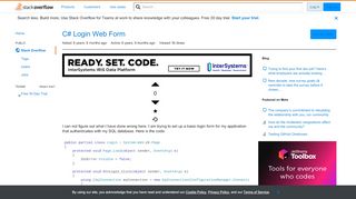 
                            7. C# Login Web Form - Stack Overflow