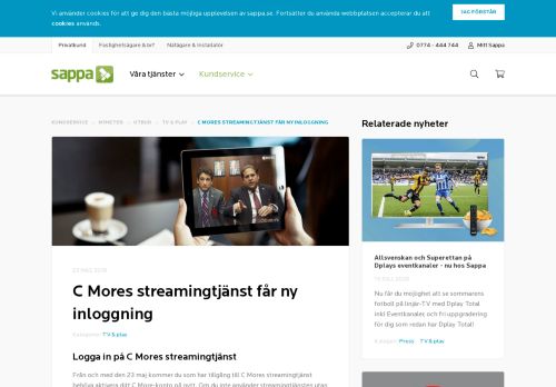 
                            11. C Mores streamingtjänst får ny inloggning - Sappa.se