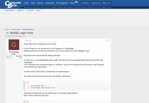 
                            3. C# - MySQL Login Form | ComputerBase Forum