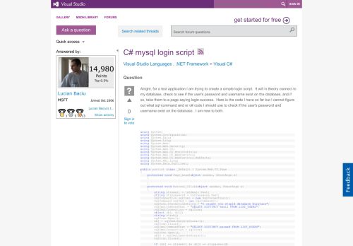 
                            11. C# mysql login script - MSDN - Microsoft