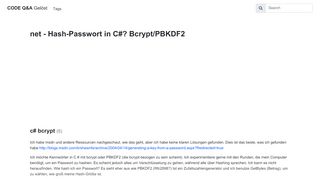 
                            2. c# net core - Hash-Passwort in C #? Bcrypt / PBKDF2 - CODE Q&A ...
