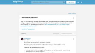 
                            10. C# Passwort hashen? (programmieren, Programmierung, C Sharp ...