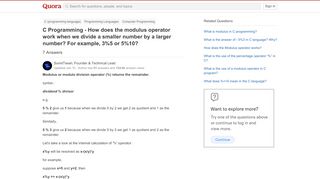 
                            2. C Programming - How does the modulus operator work when we divide ...