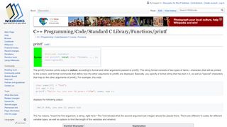 
                            10. C++ Programming/Code/Standard C Library/Functions/printf - Wikibooks