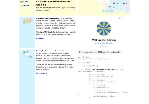 
                            4. C# RNGCryptoServiceProvider Example - Dot Net Perls