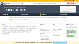 
                            9. C S D Credit Union - GuideStar Profile