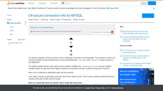 
                            1. C# secure connection info for MYSQL - Stack Overflow