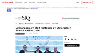
                            10. C2 Management stolt mottagare av Utmärkelsen Svensk Kvalitet 2016 ...