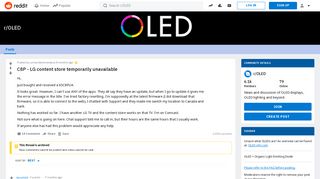 
                            9. C8P - LG content store temporarily unavailable : OLED - Reddit