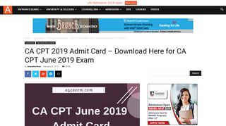 
                            7. CA CPT 2019 Admit Card – Download Here for CA CPT June 2019 ...