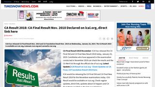 
                            11. CA Result 2018: CA Final Result Nov. 2018 Declared on icai.org ...