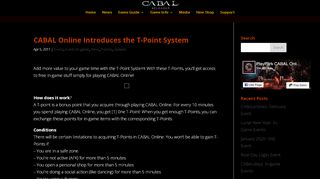 
                            10. CABAL Online Introduces the T-Point System | Cabal Online Philippines