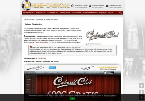 
                            13. Cabaret Club Casino Test: 600€ Bonus & weitere Infos auf Online ...