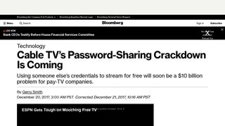 
                            3. Cable TV's Password-Sharing Crackdown Is Coming - Bloomberg