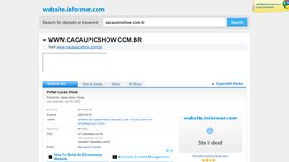 
                            9. cacaupicshow.com.br at WI. Portal Cacau Show - Website Informer